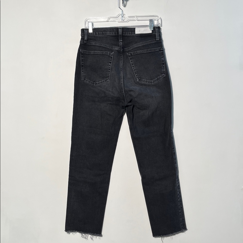 RE/DONE Button Fly Black Wash Raw-Edge Hem Cotton Weekend Casual Denim Jean 28 - Picture 10 of 16
